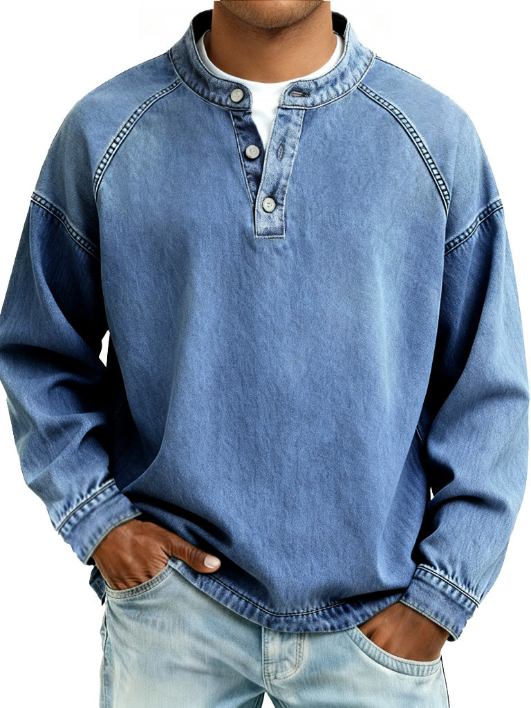 Retro long-sleeved button-down shirt