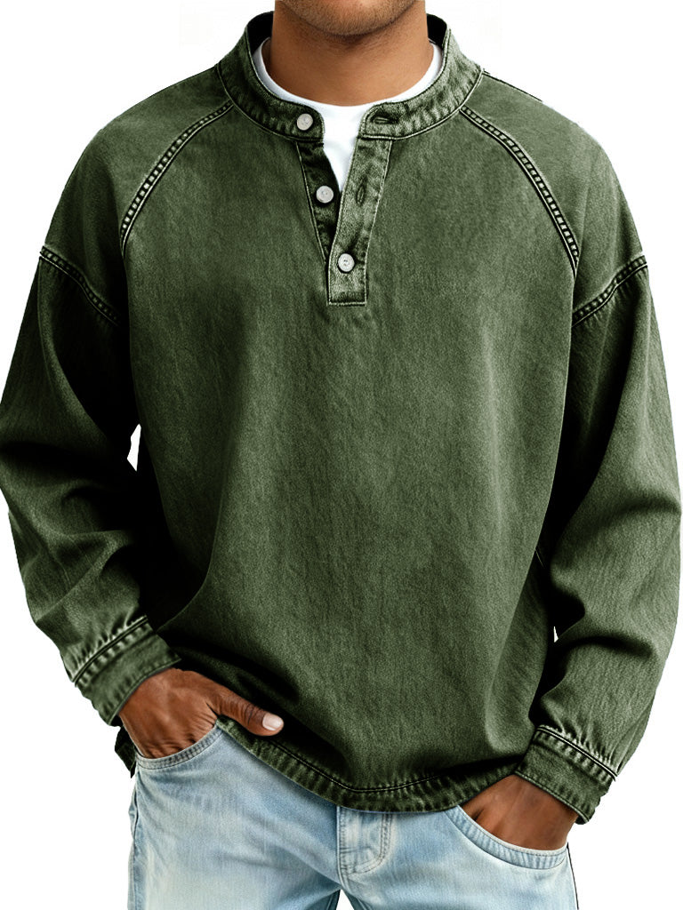 Retro long-sleeved button-down shirt