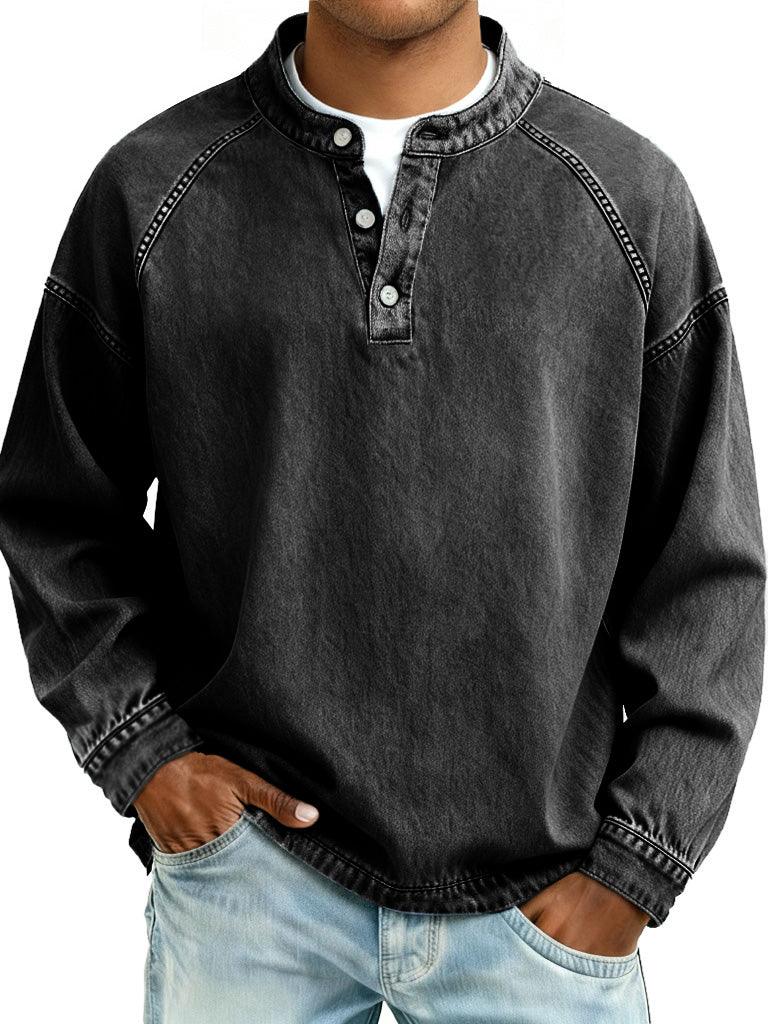 Retro long-sleeved button-down shirt