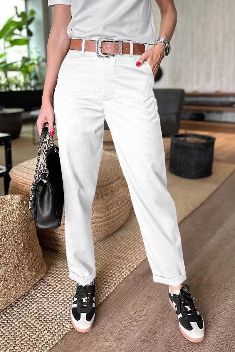 Classic slim-fit straight-leg suit pants