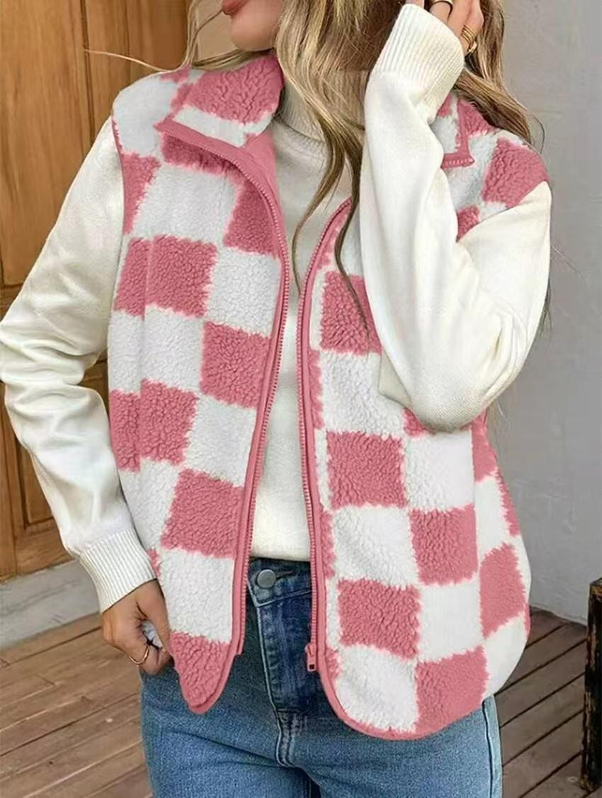 Traditional plaid knit vest