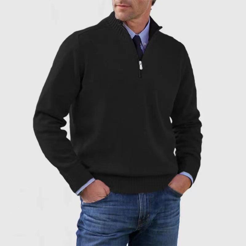 High-neck zippered sweater