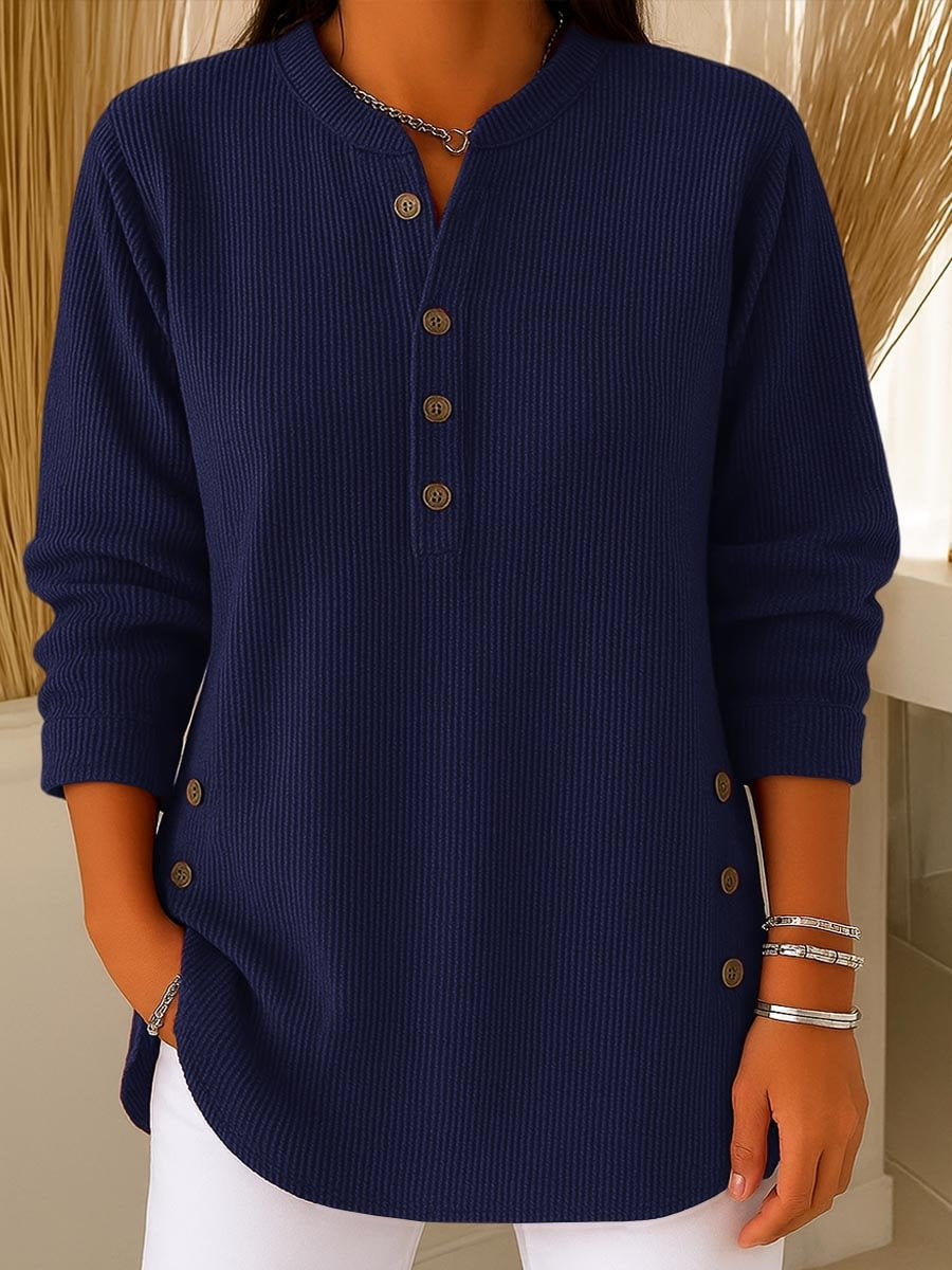 everyday V-neck button-down shirt