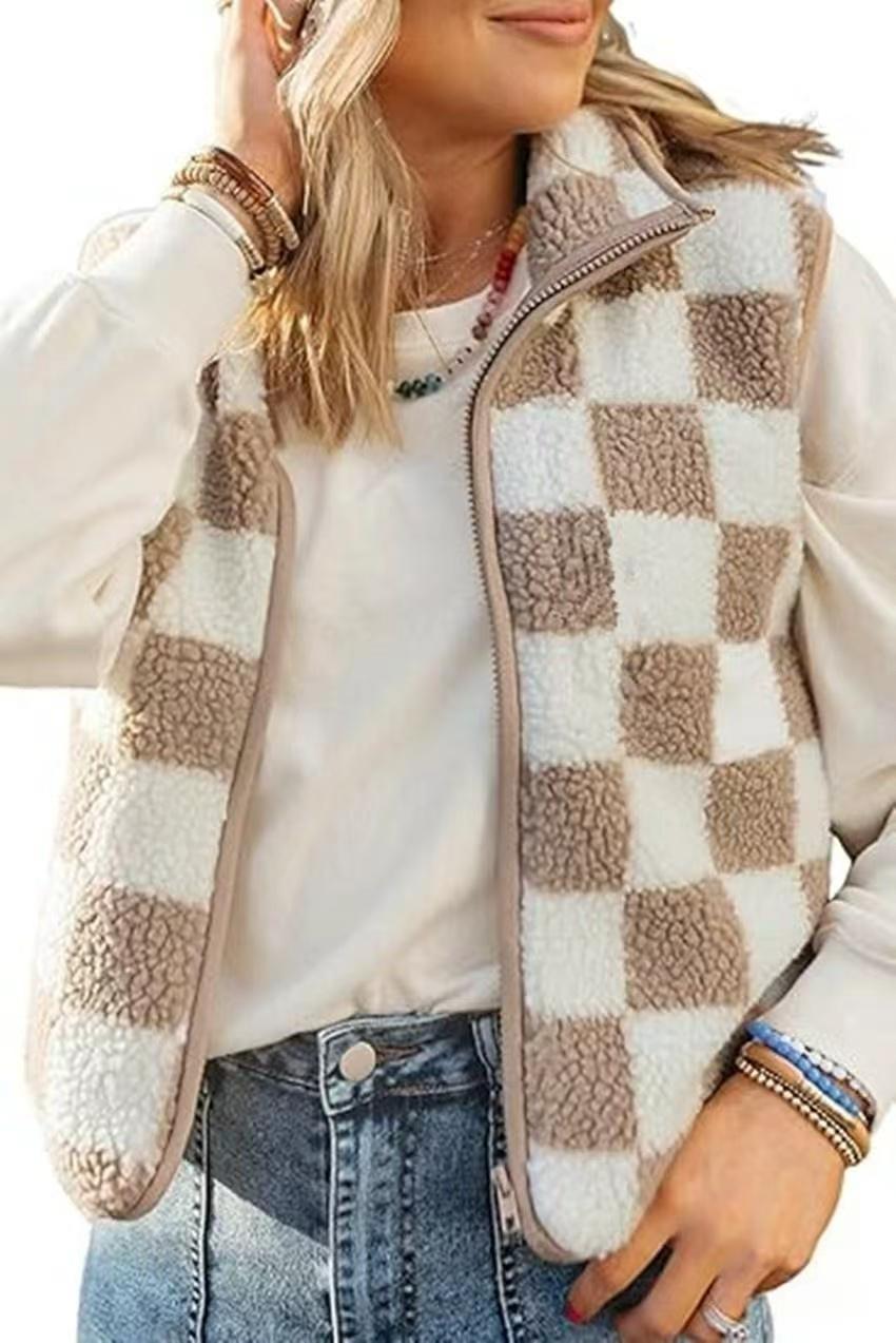 Traditional plaid knit vest
